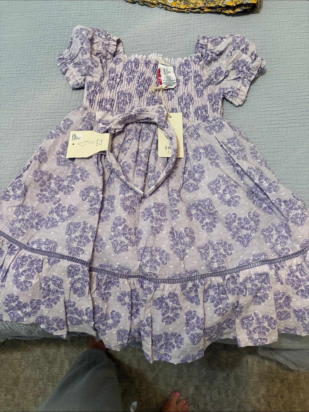 Joie Lilac Floral Smocked Dress with Matching Headband